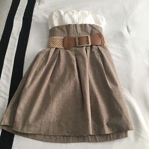 Strapless Belted Summer Dress